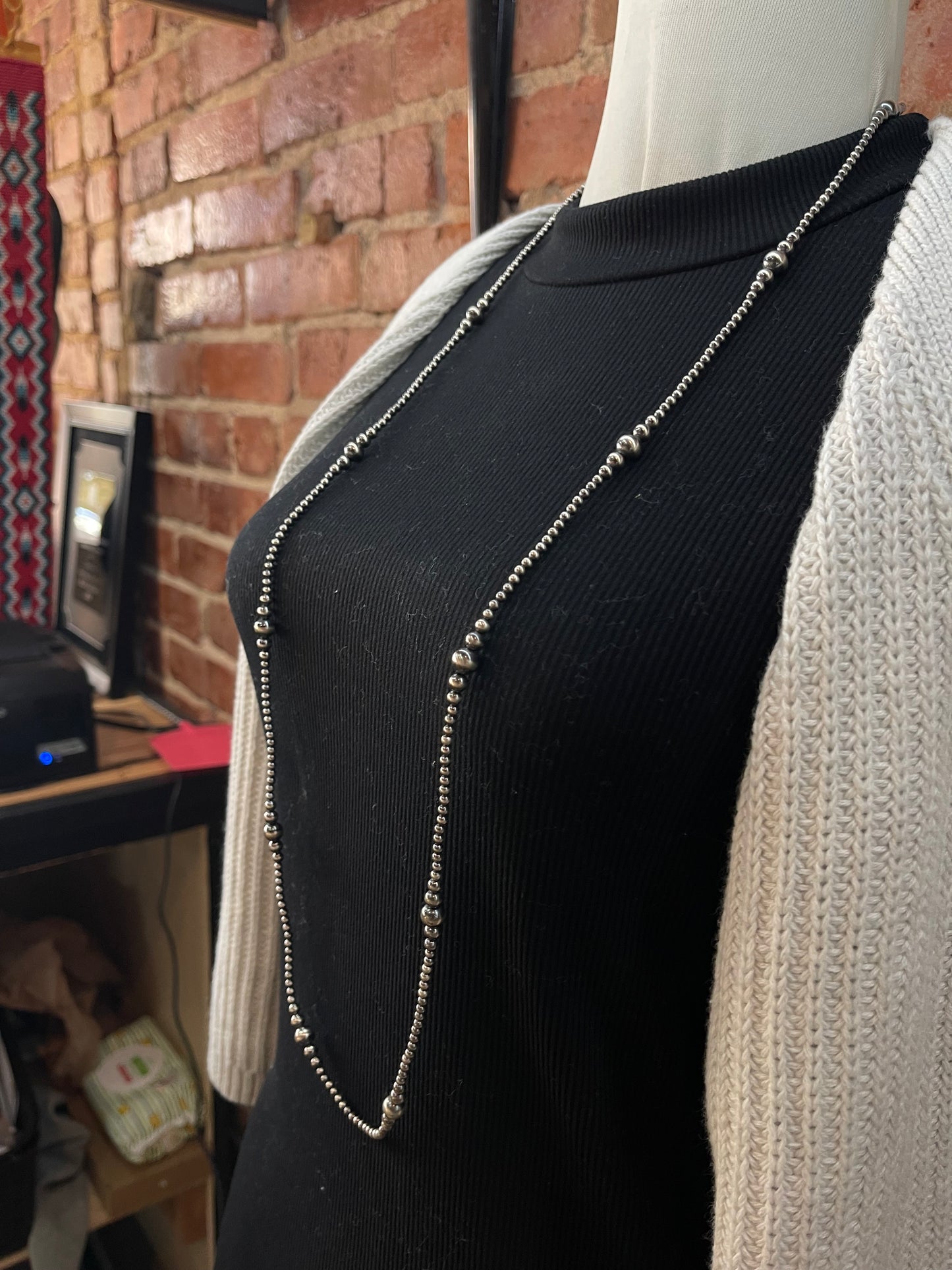 40" 3mm-7mm Navajo Pearls Necklace