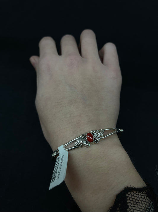 5 3/4"-7" Red Coral Cuff by Judy Largo, Navajo