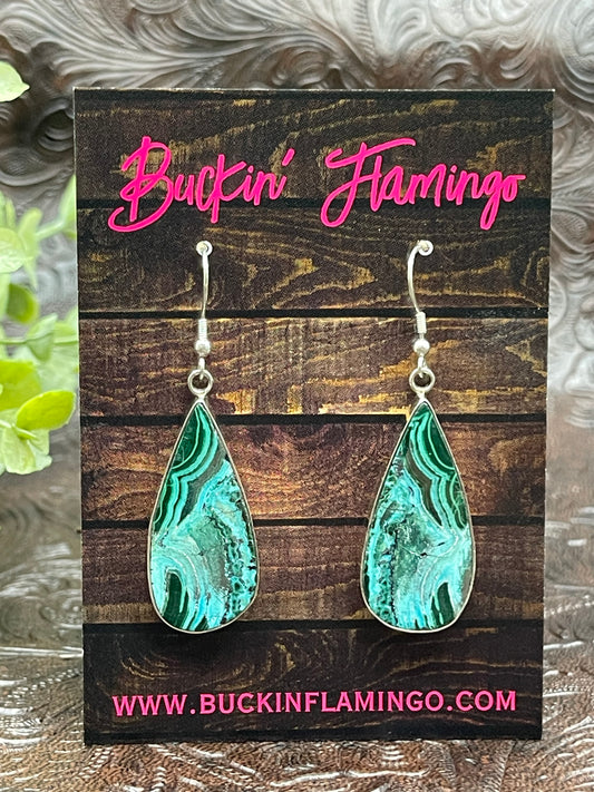 Malachite Teardrop Dangle Earrings