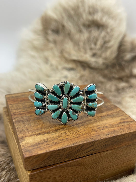 4.5" - 5.75" Turquoise Cluster Cuff by Zeita Begay, Navajo