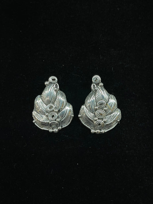 Sterling Silver Leaf Post Earrings by Darrell Morgan, Navajo