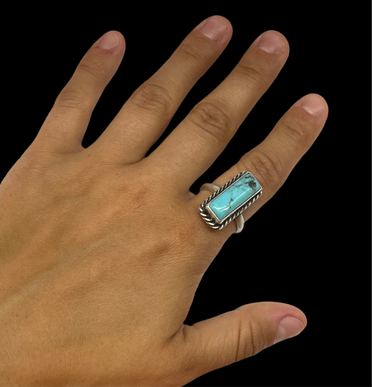 Turquoise Bar Adjustable RIng by Alvin Lee, Navajo