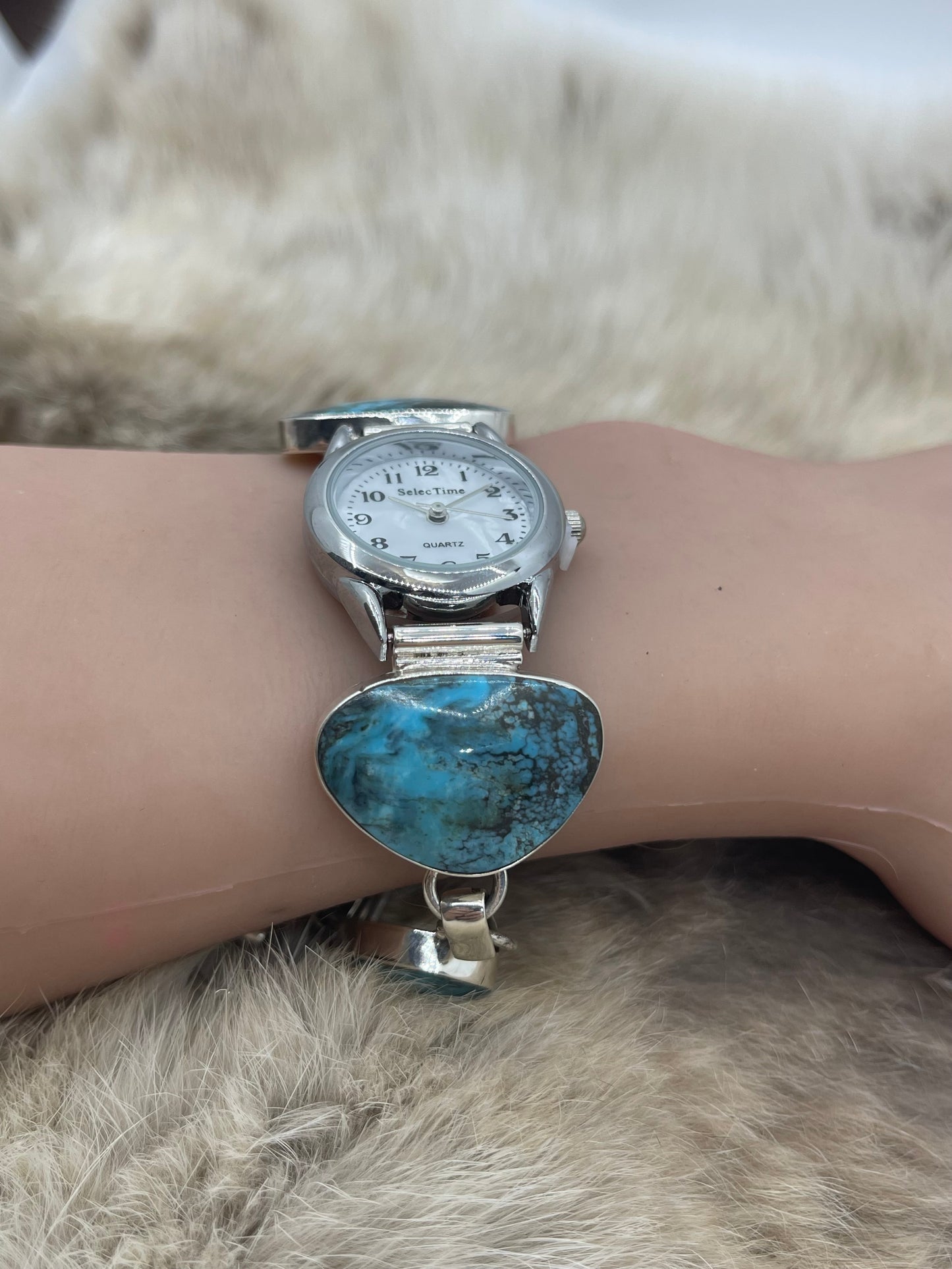 7"-8.25" Turquoise Watch By Arlene Lewis, Navajo