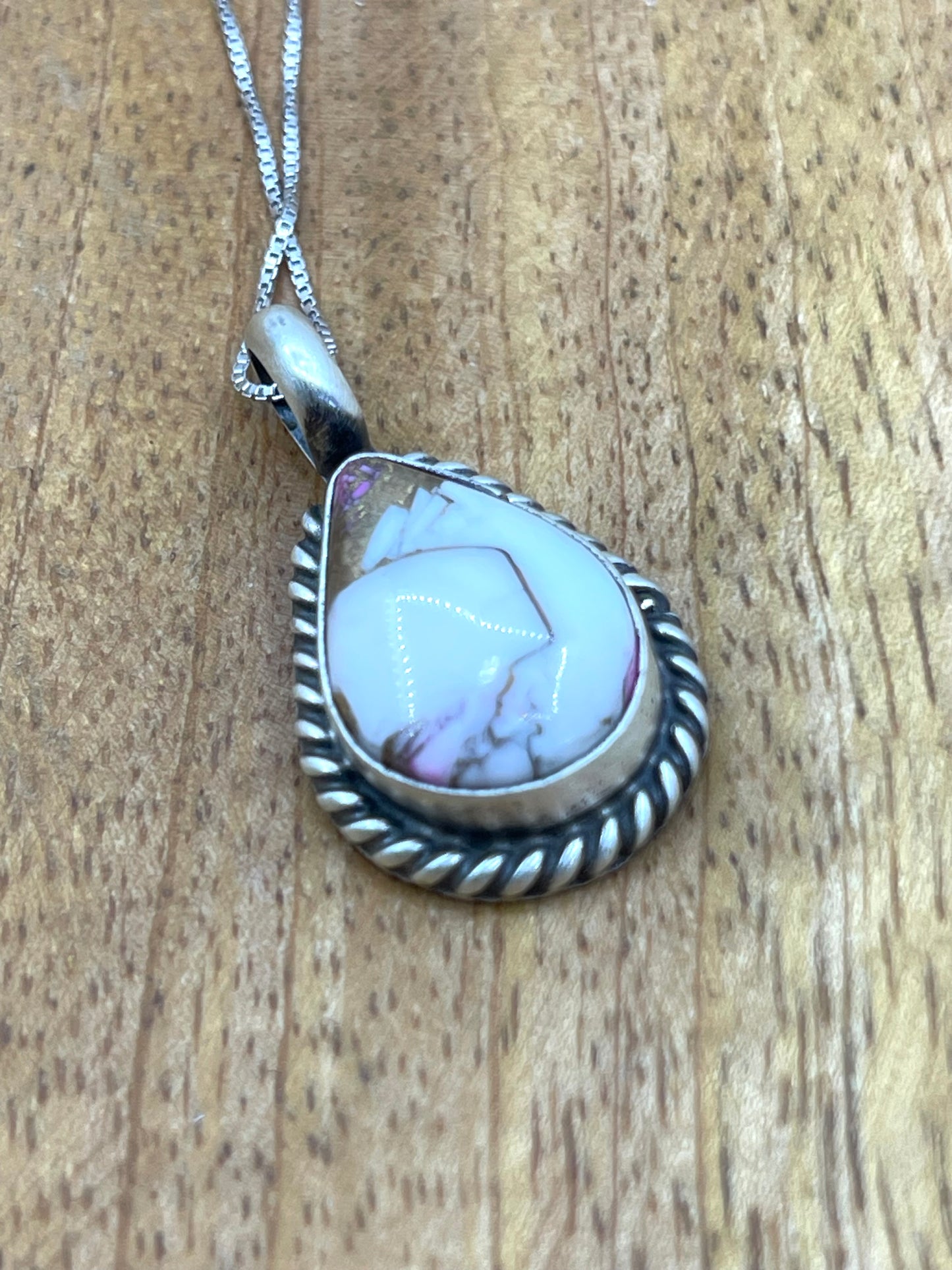 20" Cotton Candy Teardrop Pendant by Johnny Dixon, Navajo