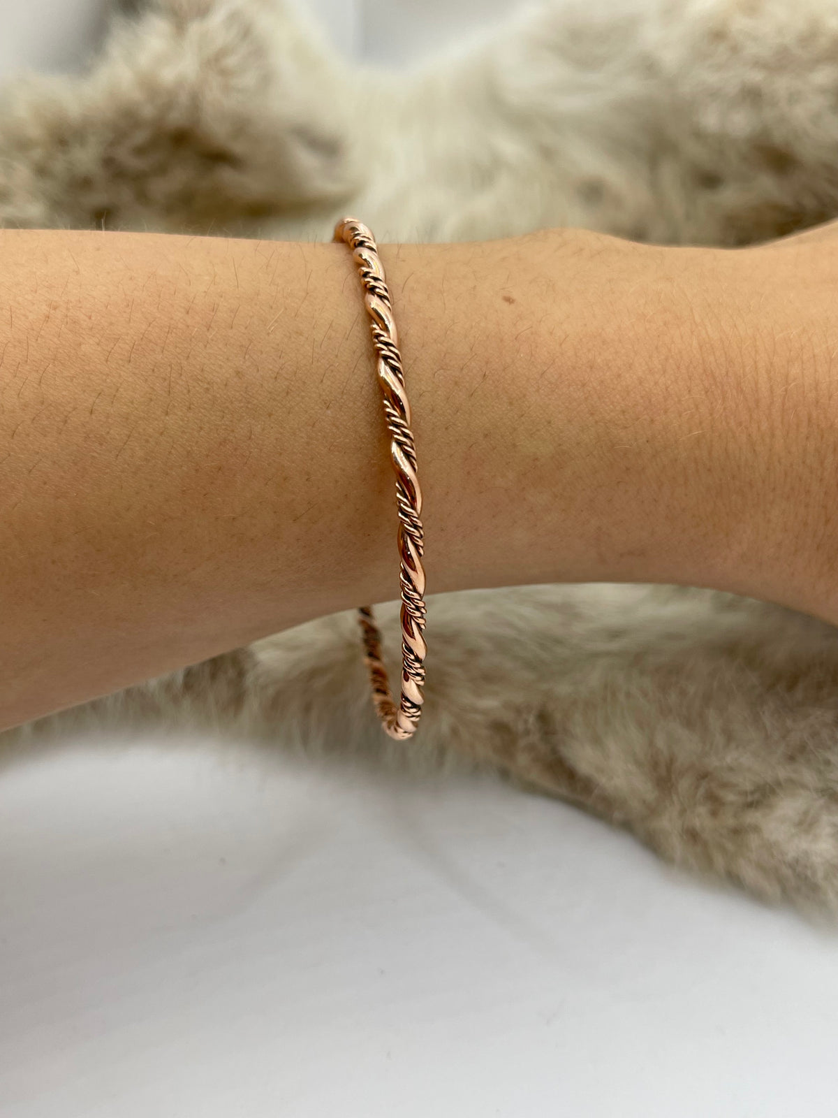 Copper Twisted Wire Bangle by Elaine Tahe, Navajo
