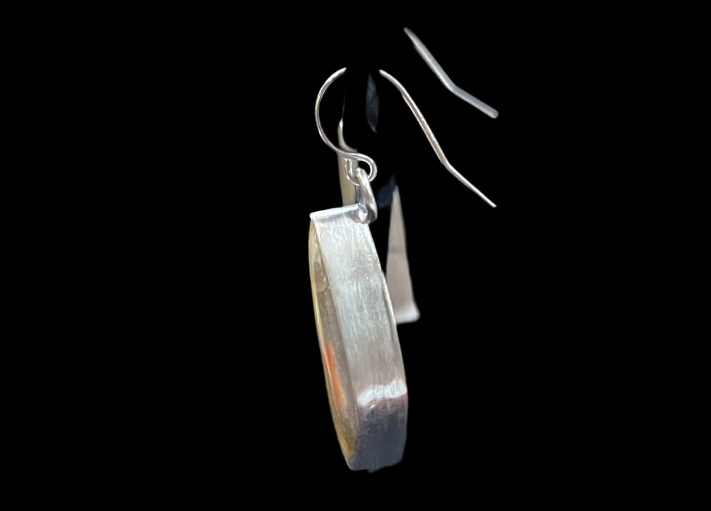 Bumblebee Jasper Hook Dangle Earrings by Johnny Dixon, Navajo