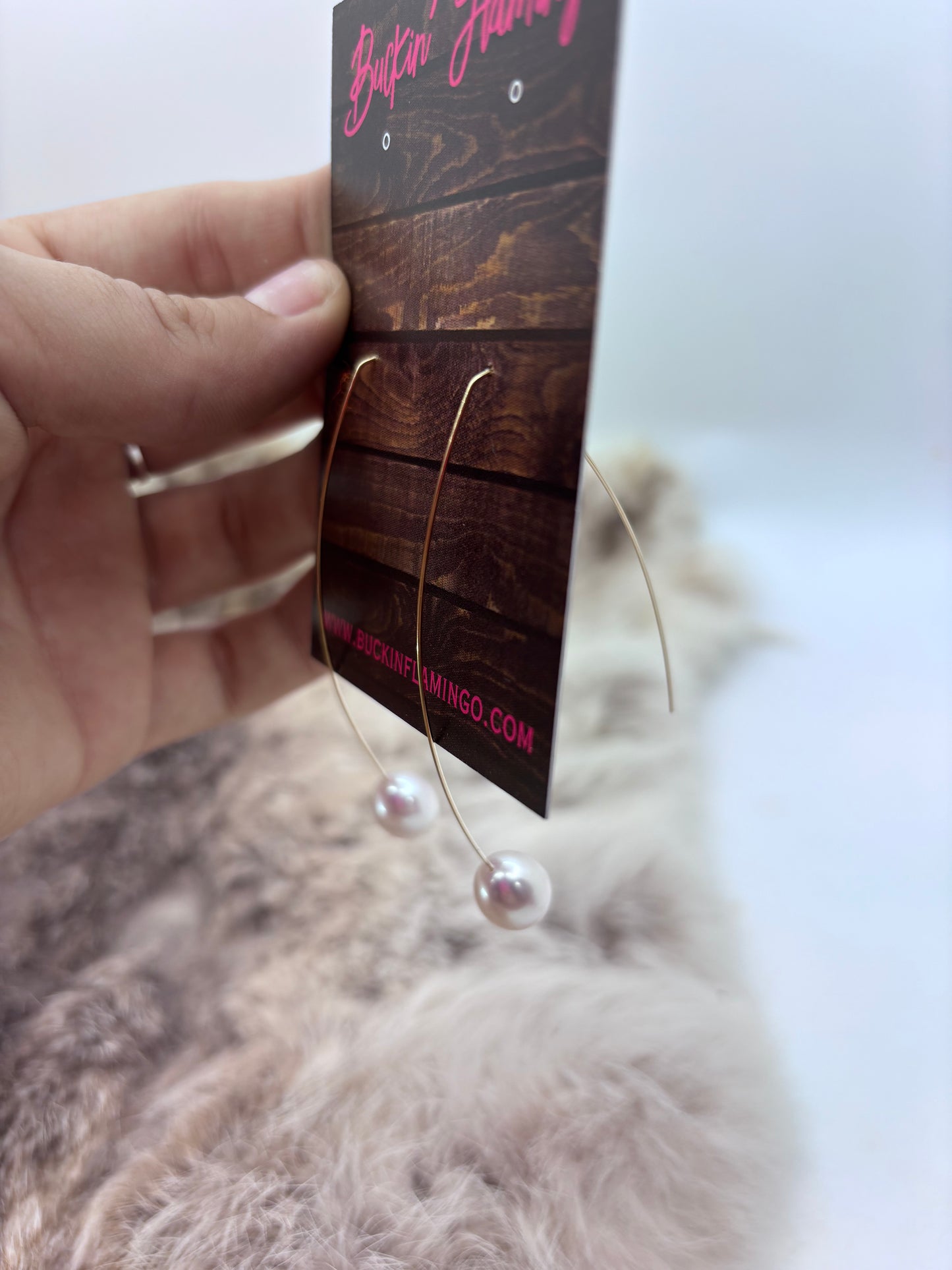 14K Gold Filled Ear Threader W/ Fresh Water Pearl Earrings