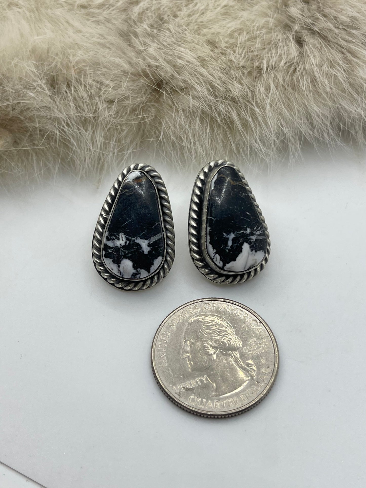 White Buffalo Post Earring by Paul Largo, Navajo