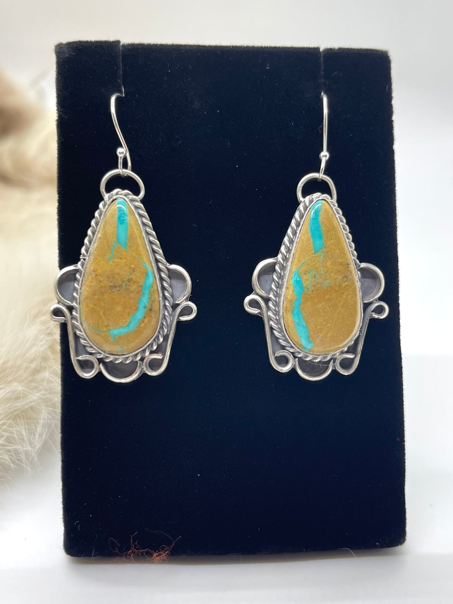 Royston Ribbon Turquoise Teardrop Dangle Earrings