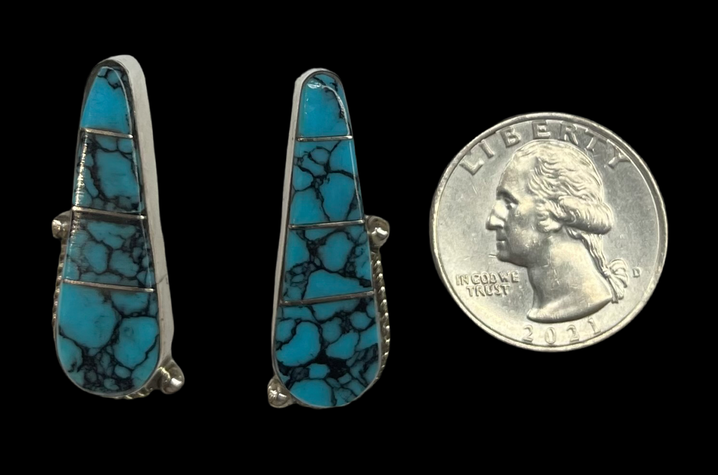 Kingman Spiderweb Turquoise Post Earrings by Avery Norton, Navajo