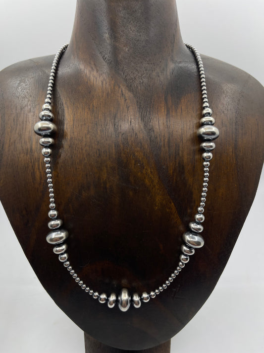 LOT 84 10/26 20" 3mm - 14mm Rondelle Navajo Style Pearl Necklace, Varied Size