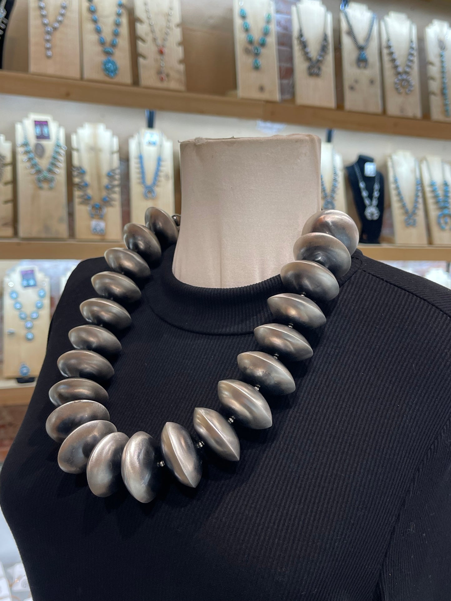22” +3” Extender 35.5MM Handmade Navajo Pearls by Crystal Haley, Navajo