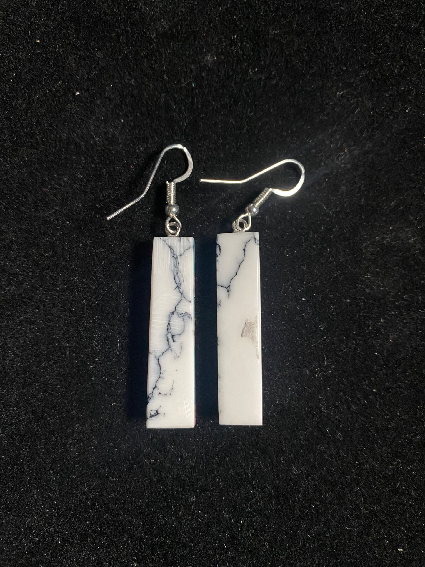 Paper Thin Lapidary Rectangle Dangle Earrings by Charles Bird