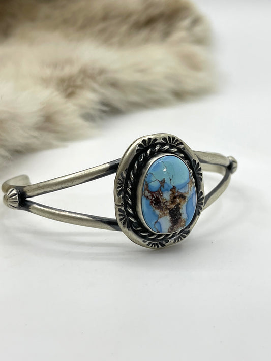 5.5" - 7.25" Golden Hills Turquoise Cuff by Augustine Largo, Navajo