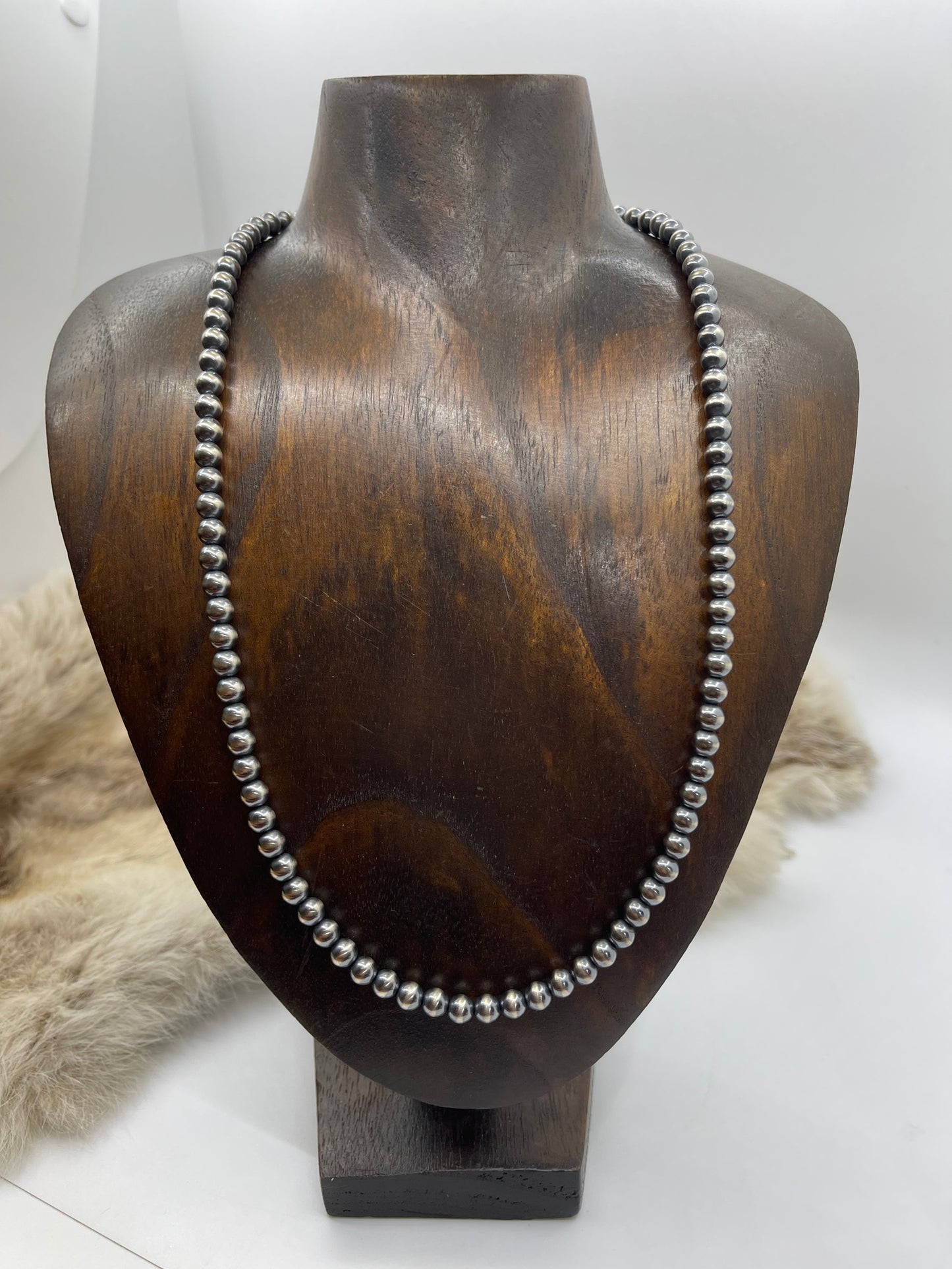 22” 6mm Navajo Style Pearl Necklace