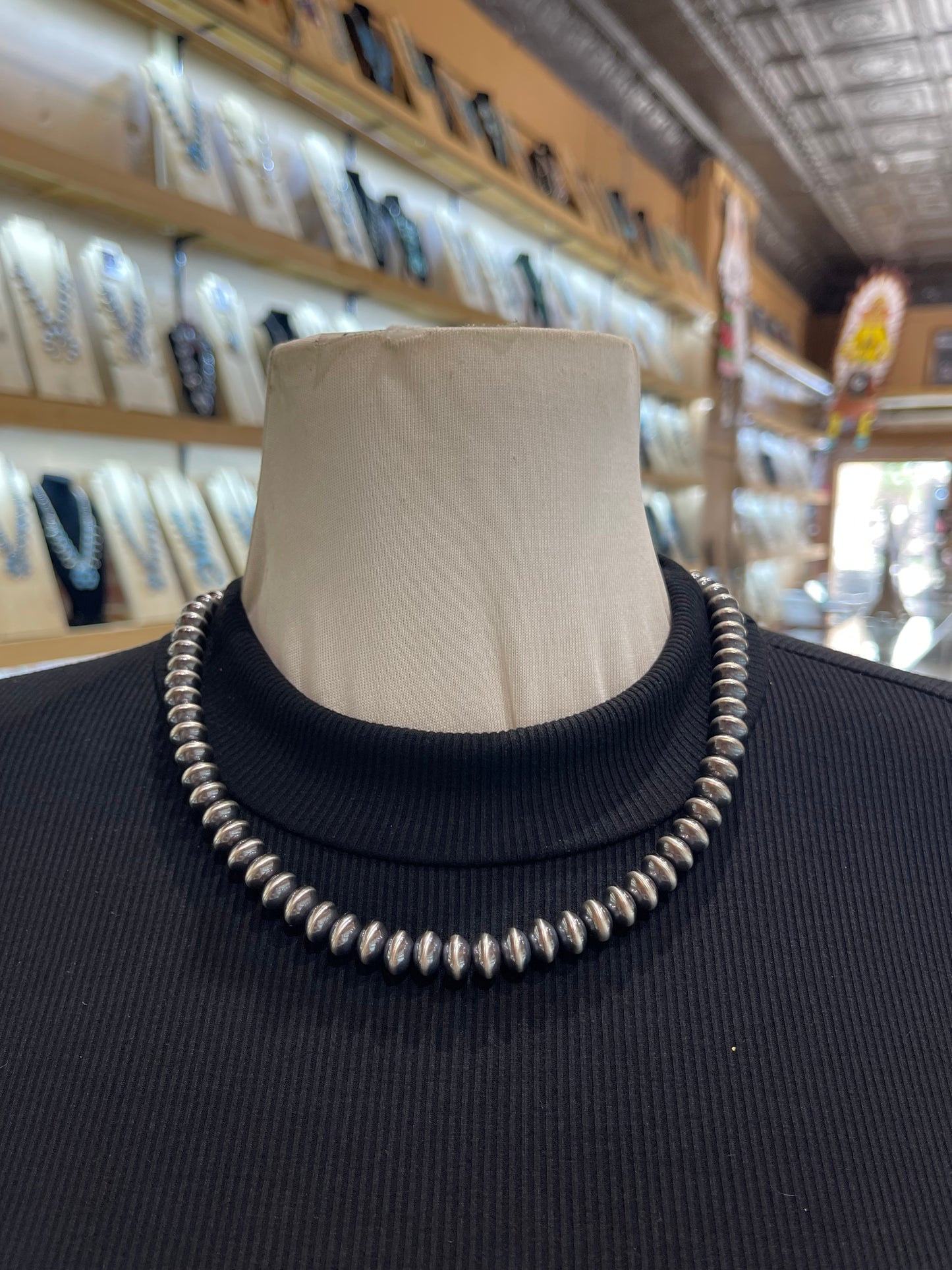 20" 9mm Rondelle Navajo Style Pearls