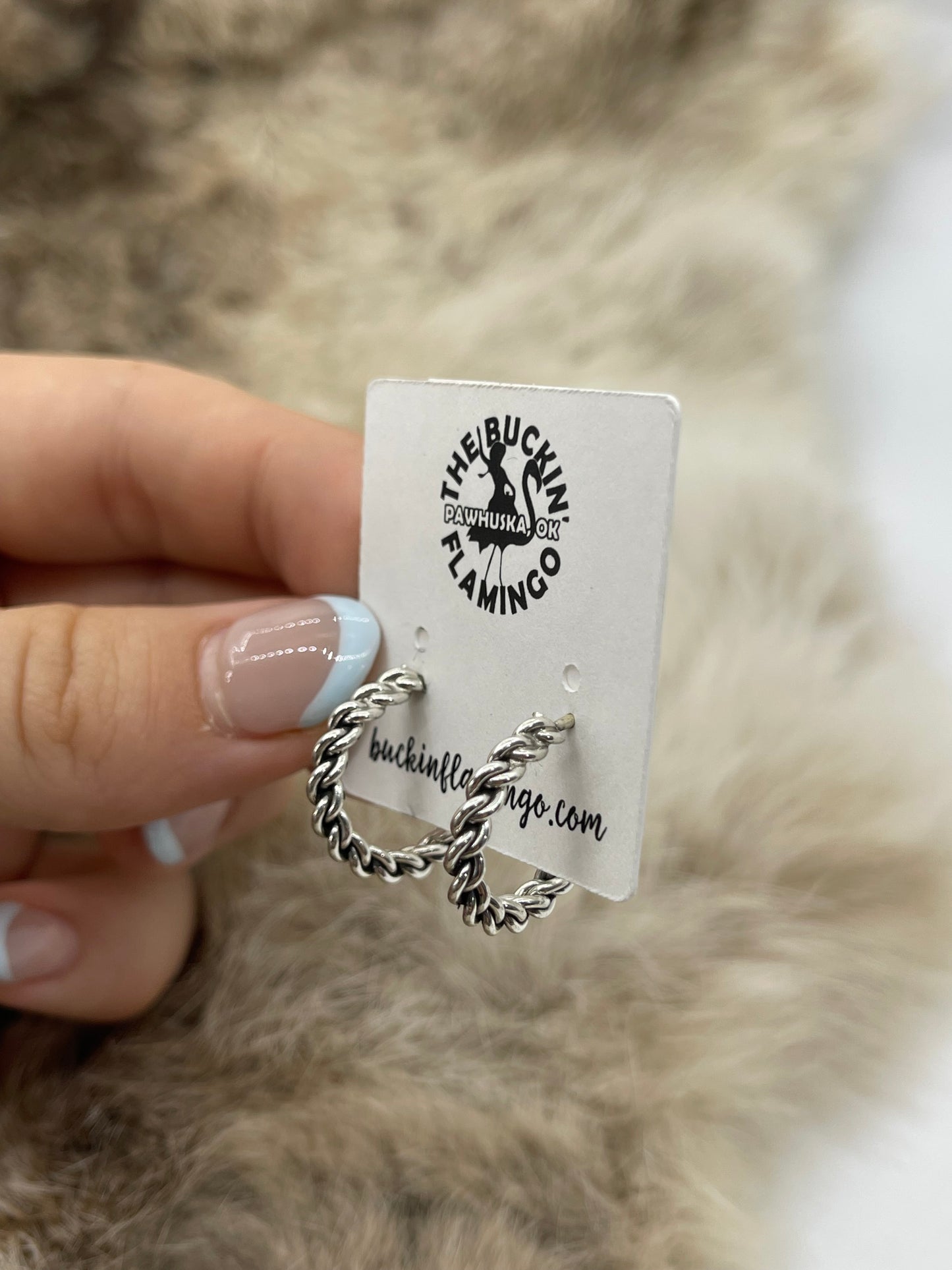 Small Braided Hoop Earrings by Elaine Tahe, Navajo