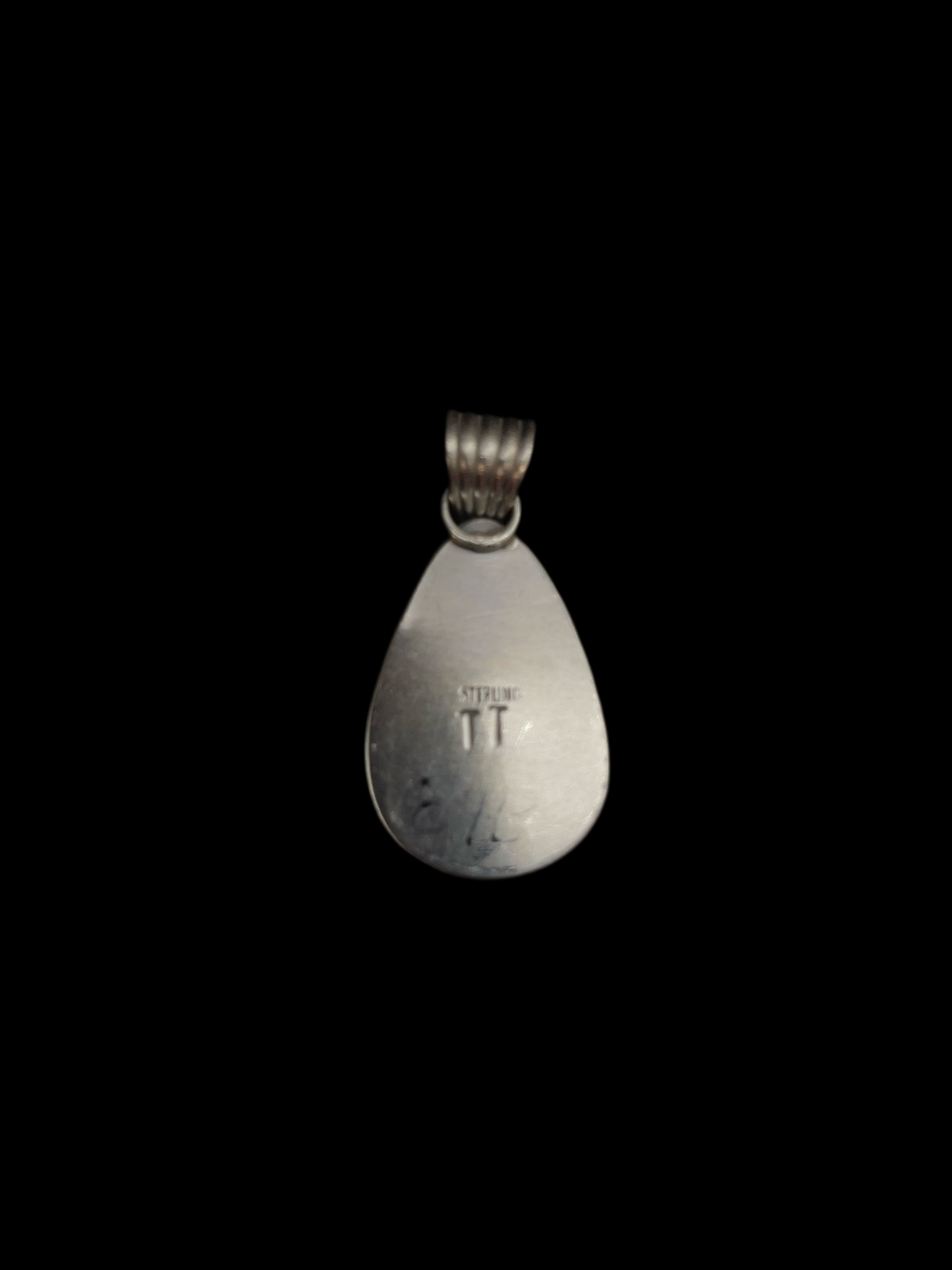 7.4mm Bale Teardrop Shape White Buffalo Pendant by T.T. Navajo