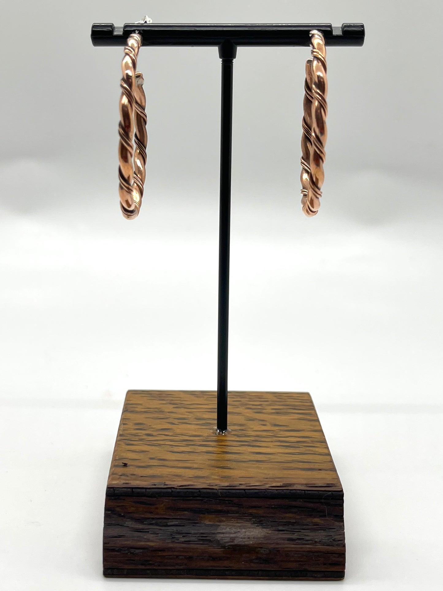 Twisted Copper Hoop Earrings by Elaine Tahe, Navajo
