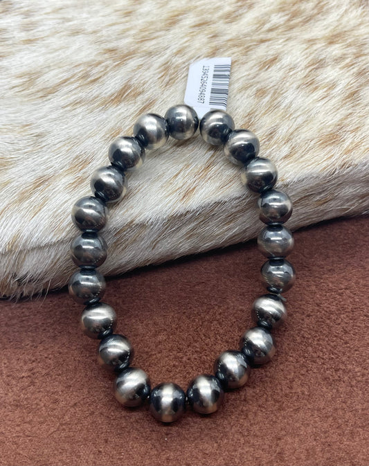 7" 10mm Navajo Style Pearl Stretchy Bracelet