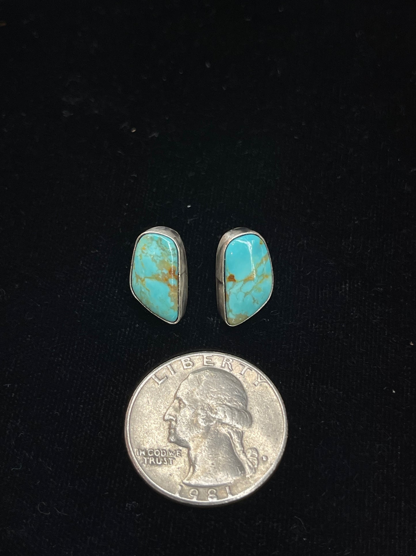 Kingman Turquoise Post Earrings by Sheryl Kee, Navajo