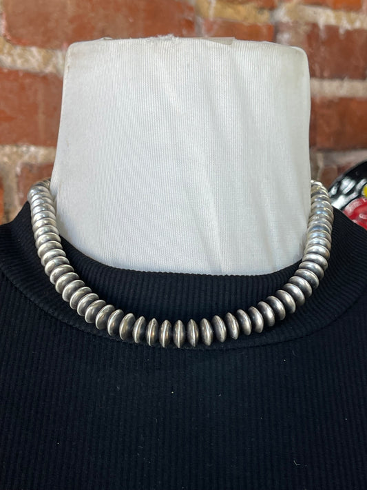 16" 10mm Handmade Navajo Rondelle Pearls Necklace by Bryannen Halwood, Navajo