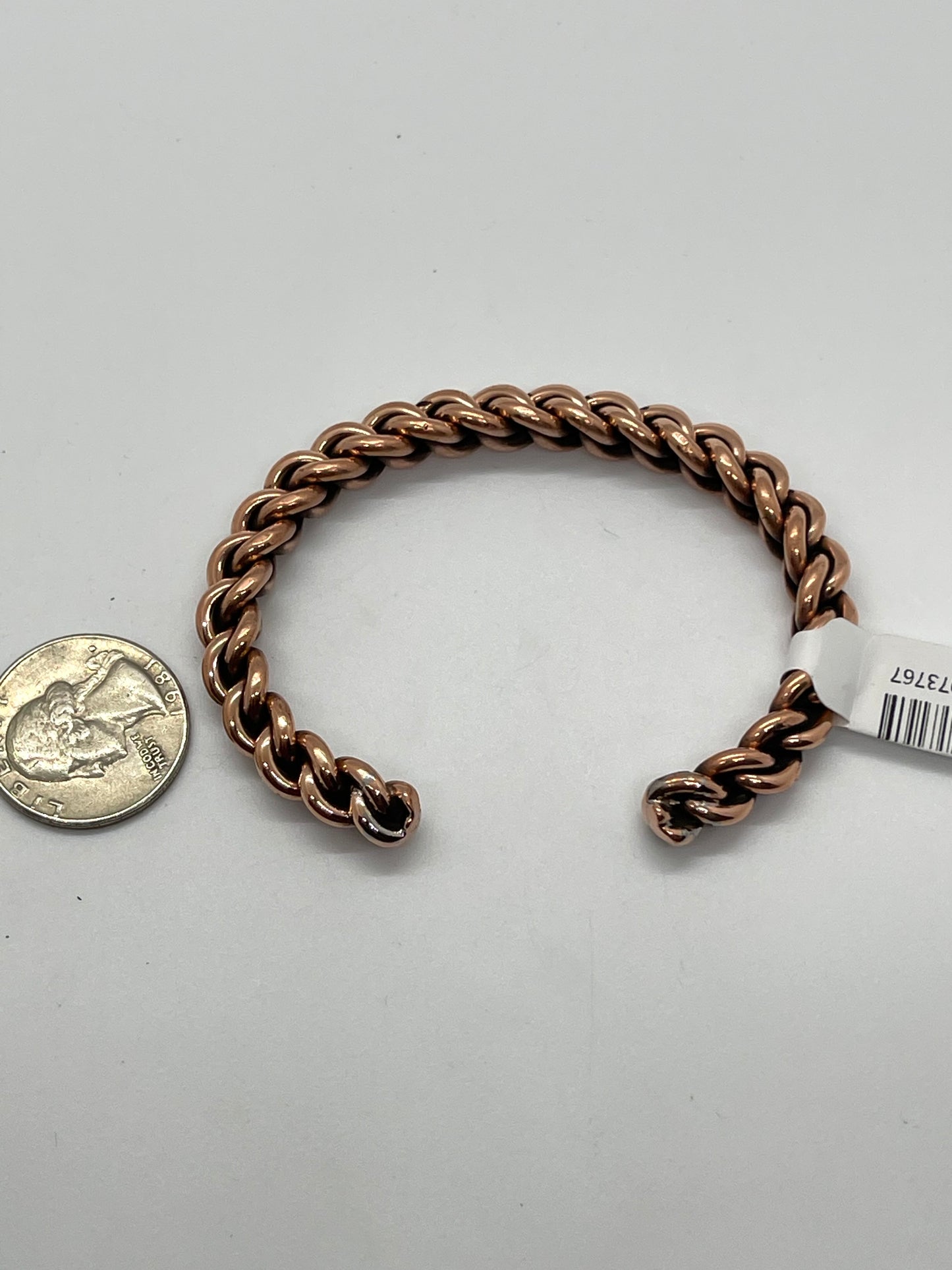 6" - 7.5" Braided Thick Copper Cuff by Elaine Tahe, Navajo