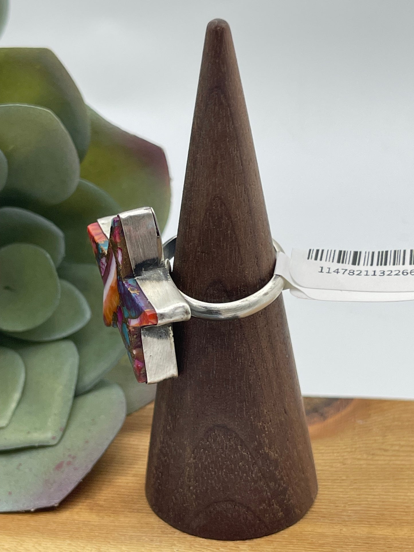 Adjustable Orange Crush Star Ring by Donovan Skeets, Navajo