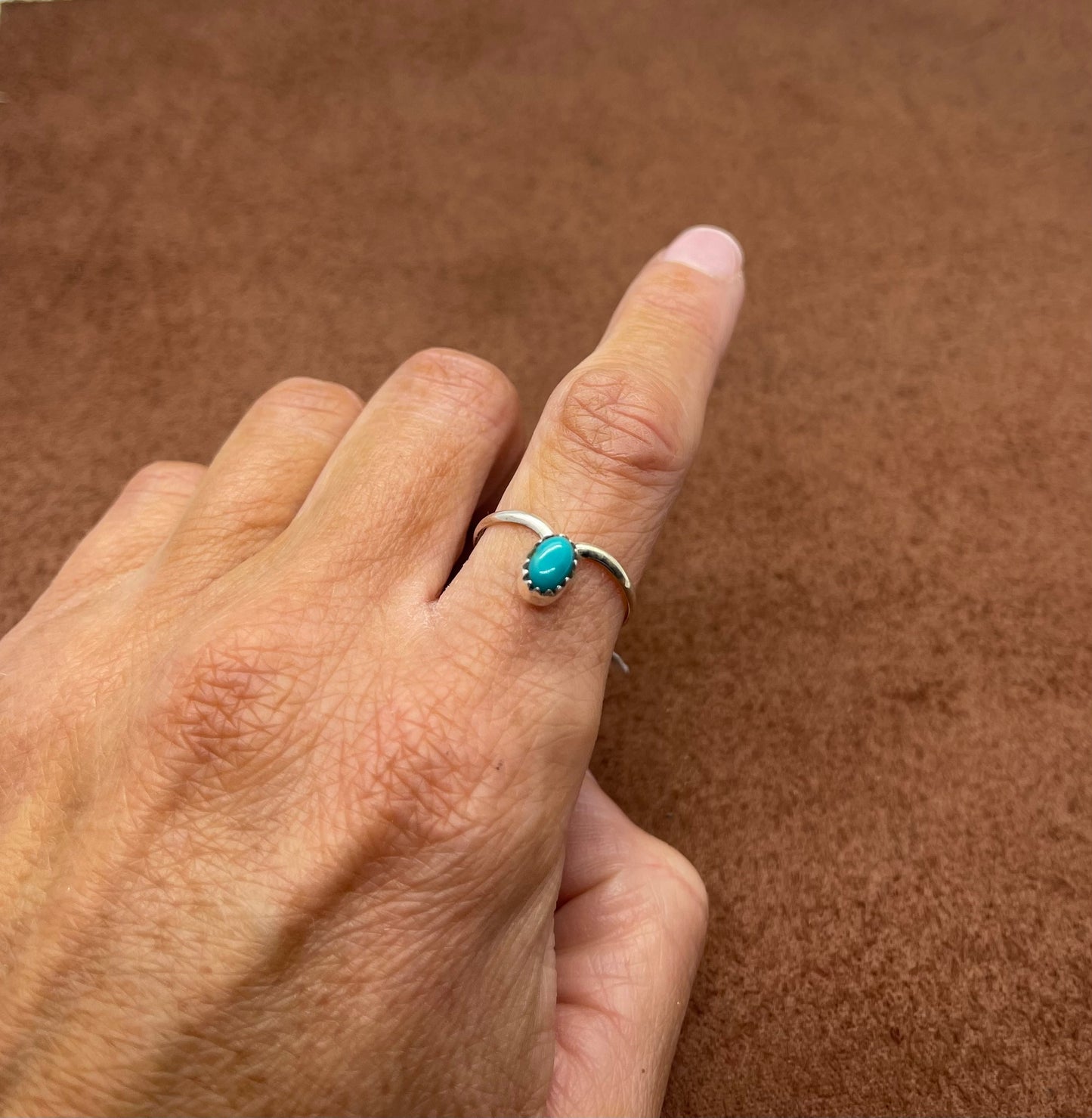 7.5 Sleeping Beauty Turquoise Ring by Hiram Largo, Navajo