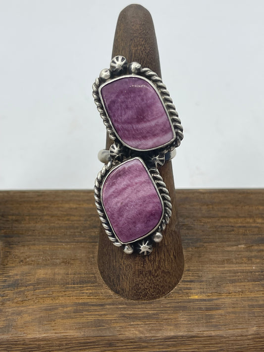 Purple Spiny Oyster Small Adjustable Ring by Eugene Belone, Navajo