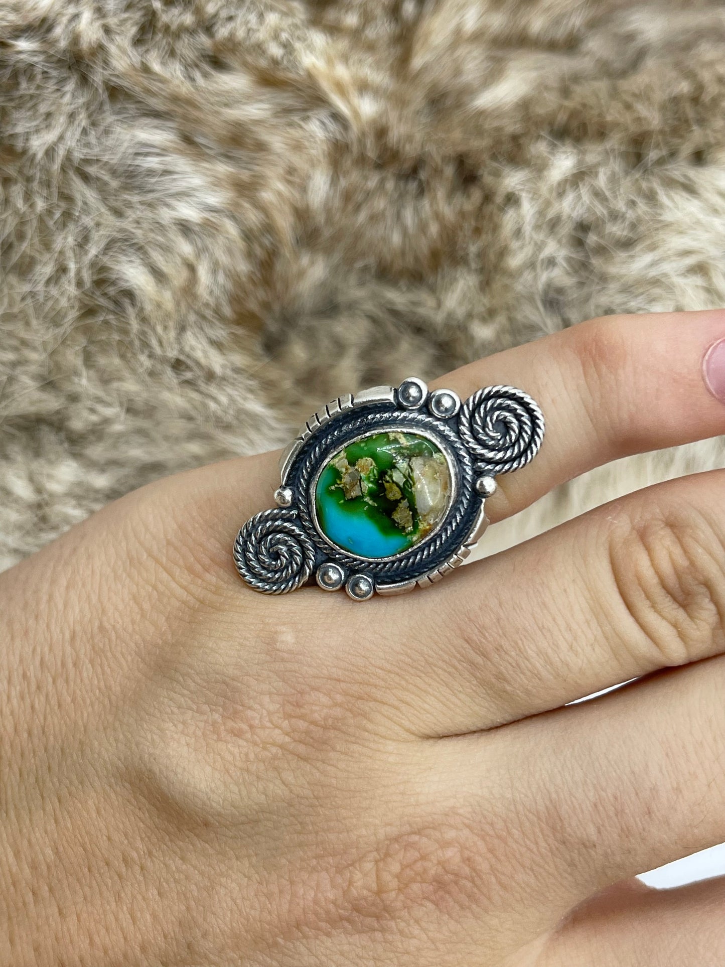 6.5 Sonoran Gold Turquoise Ring by Marita Benally, Navajo