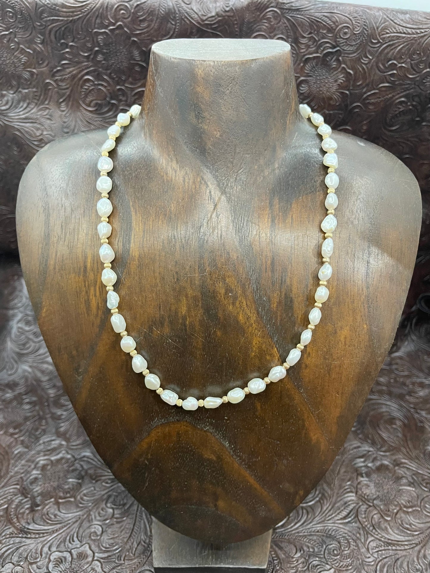 16''+2'' Extender Fresh Water Pearl With 14k Gold Filled Bead Necklace