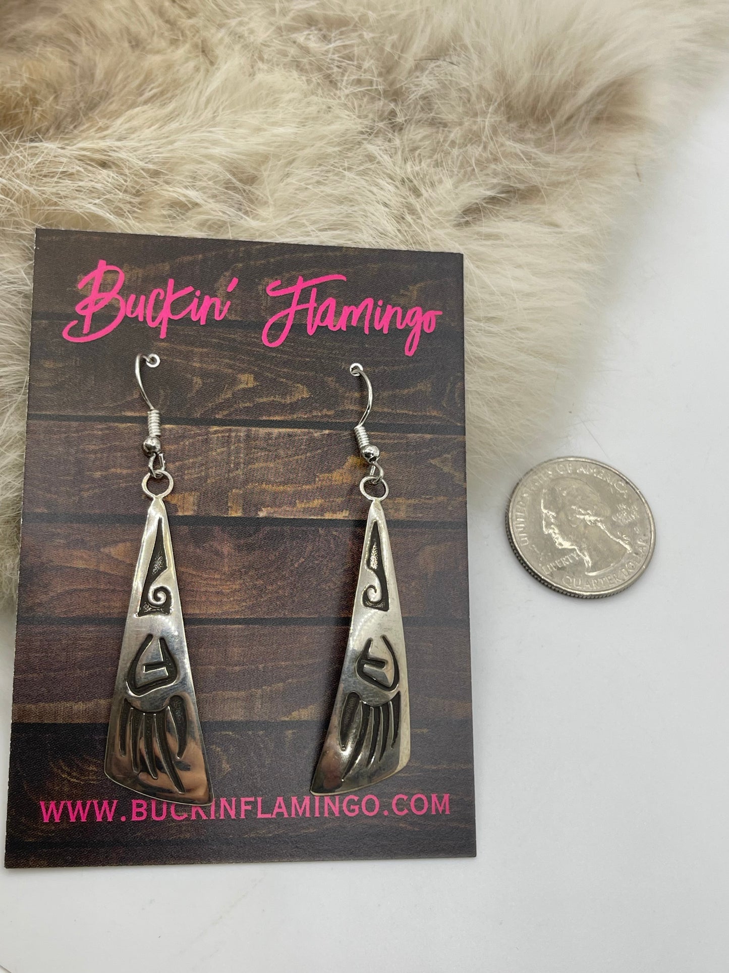 Hopi Bear Claw Design Dangle Earrings