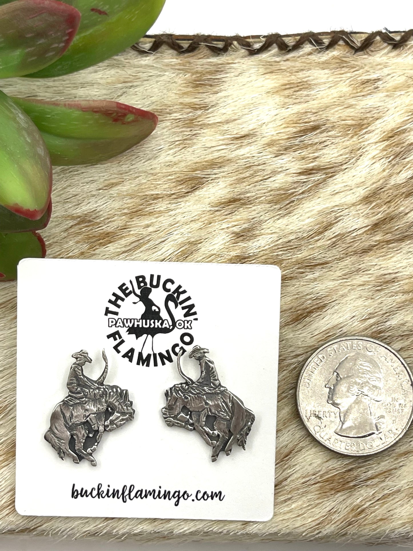 Sterling Silver Buckin' Horse Post Earrings by Adrienne Gordon, Navajo