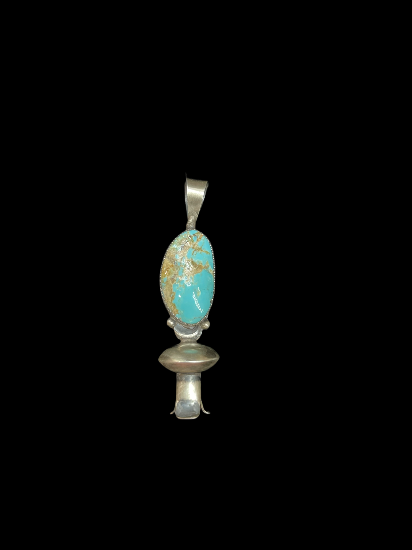 Cripple Creek Turquoise Blossom Pendant by Juanita Long, Navajo