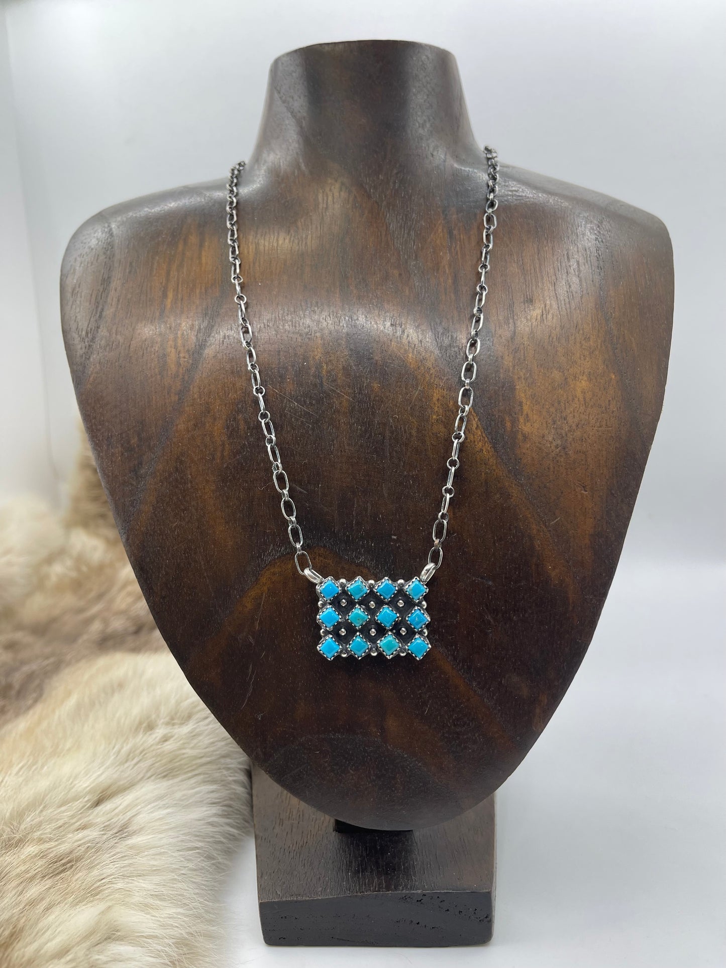 12 Stone 3 Row Turquoise Necklace by Melissa Anderson, Navajo