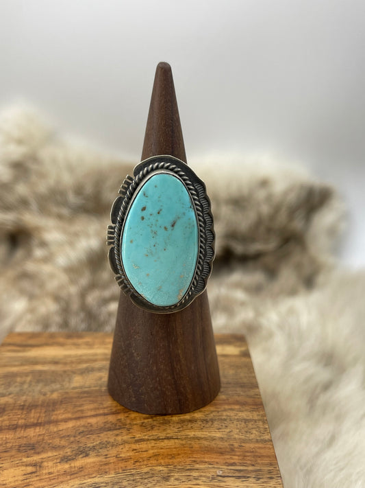 6.5 Kingman Turquoise Ring by John Nelson, Navajo