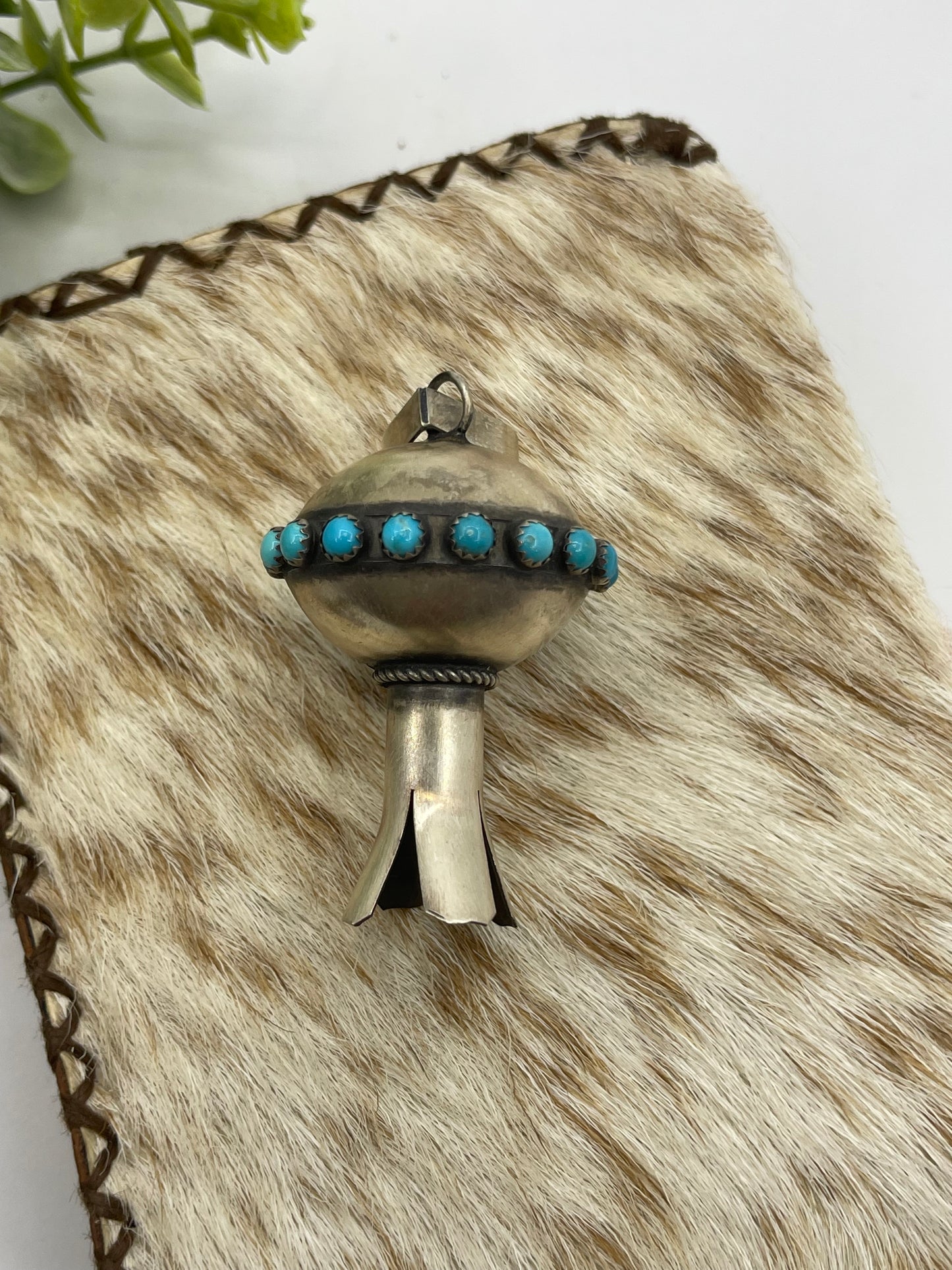 Blossom Pendant with Turquoise by Monica Smith, Navajo