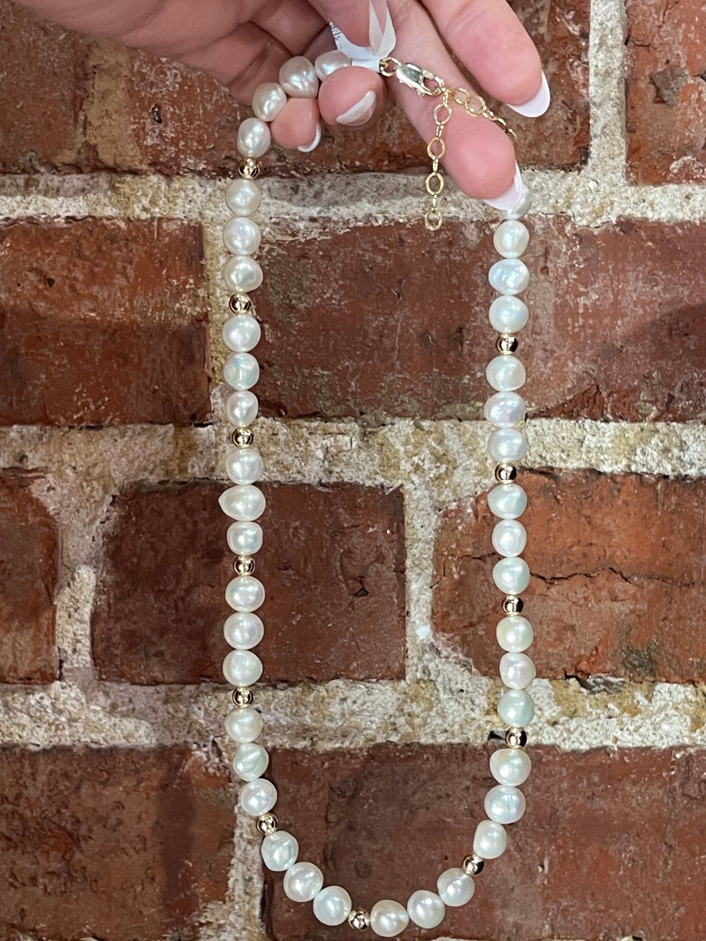 16"+2" 14k Gold Filled Beads and Freshwater Pearls Necklace