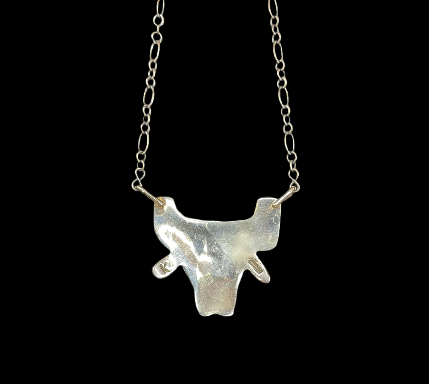 20" Sterling Silver Stamped Long Horn by Emerson Kinsel, Navajo
