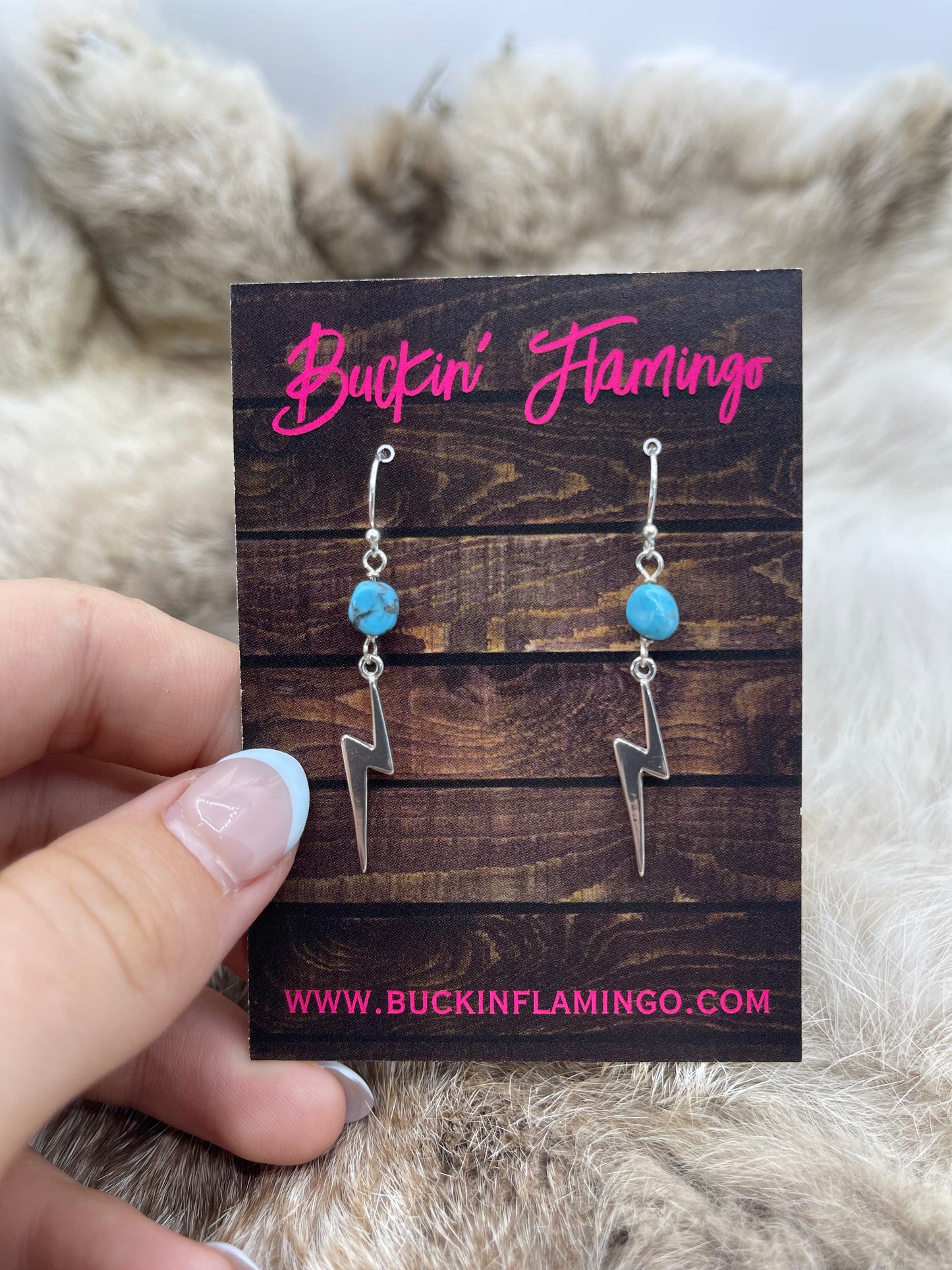 Turquoise & Lighting Bolt Dangle Earrings