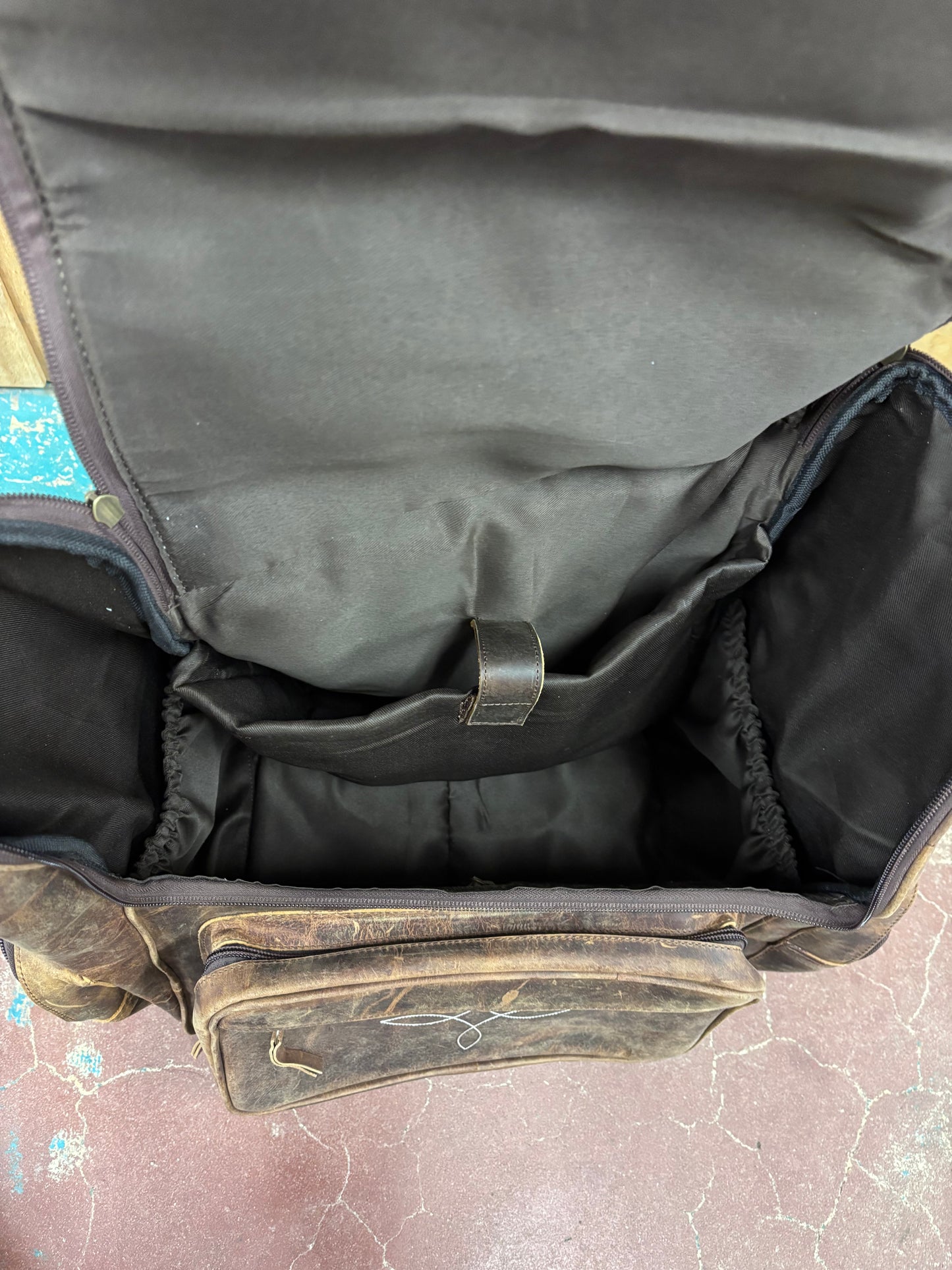 Brown Leather Boot Stitched Backpack