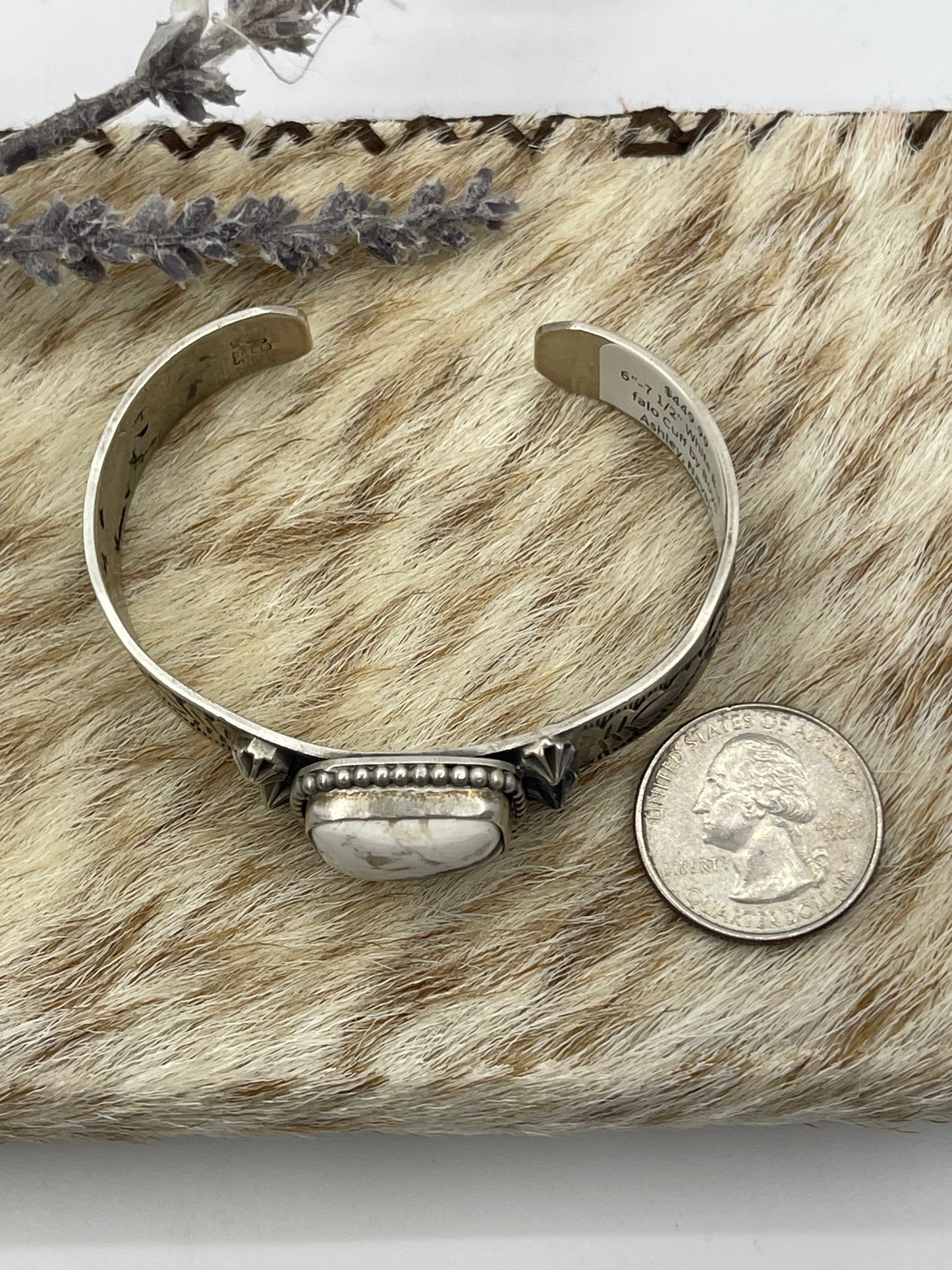 6"-7 1/2" White Buffalo Cuff by Boyd Ashley, Navajo