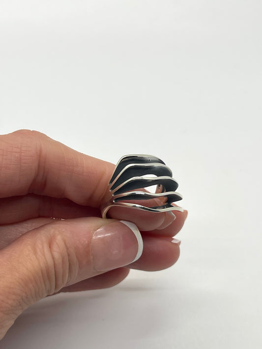 7.0 4 Row Sterling Silver Ring by James Bahe, Navajo