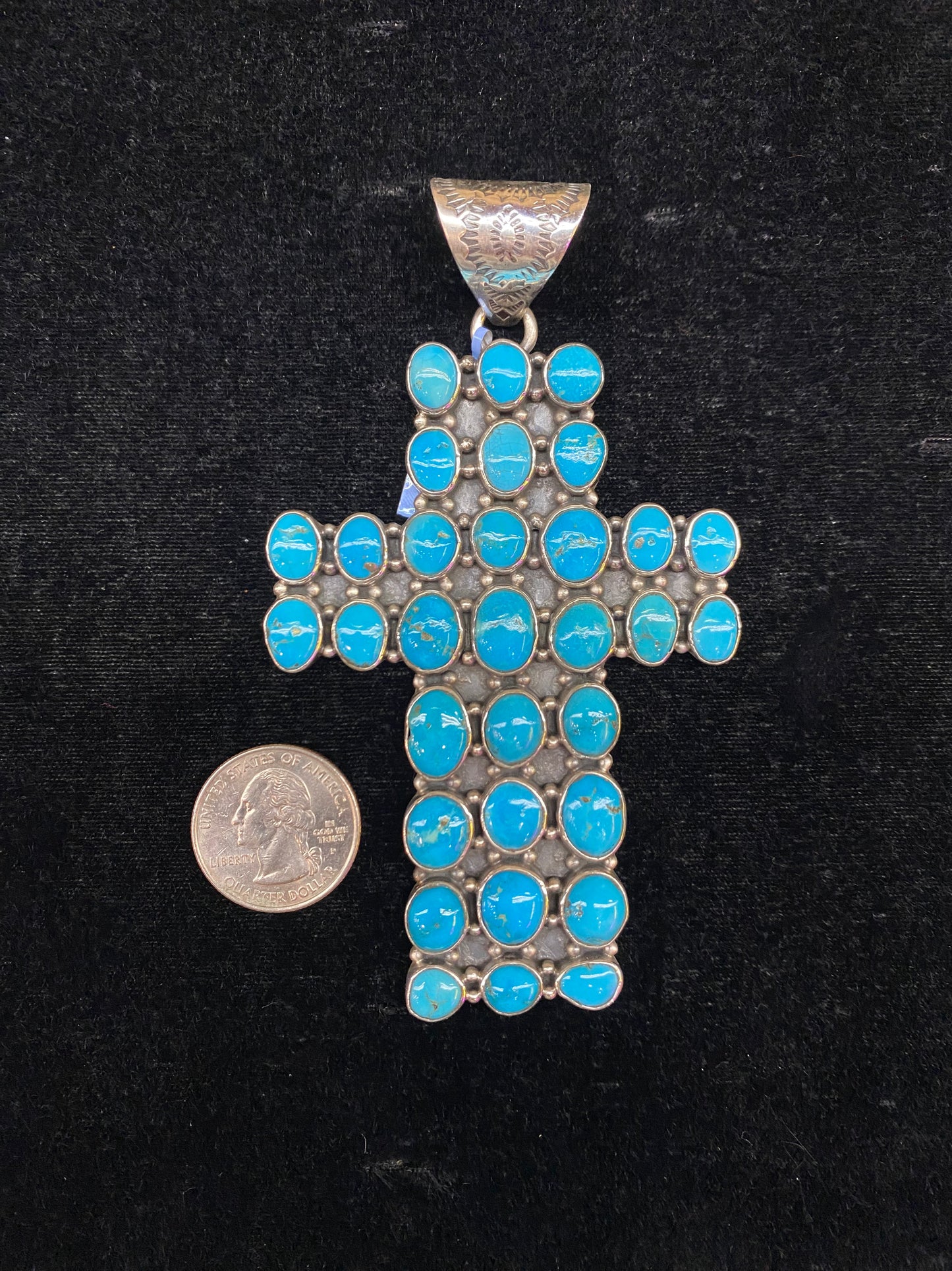 Sleeping Beauty Turquoise Cross Pendant