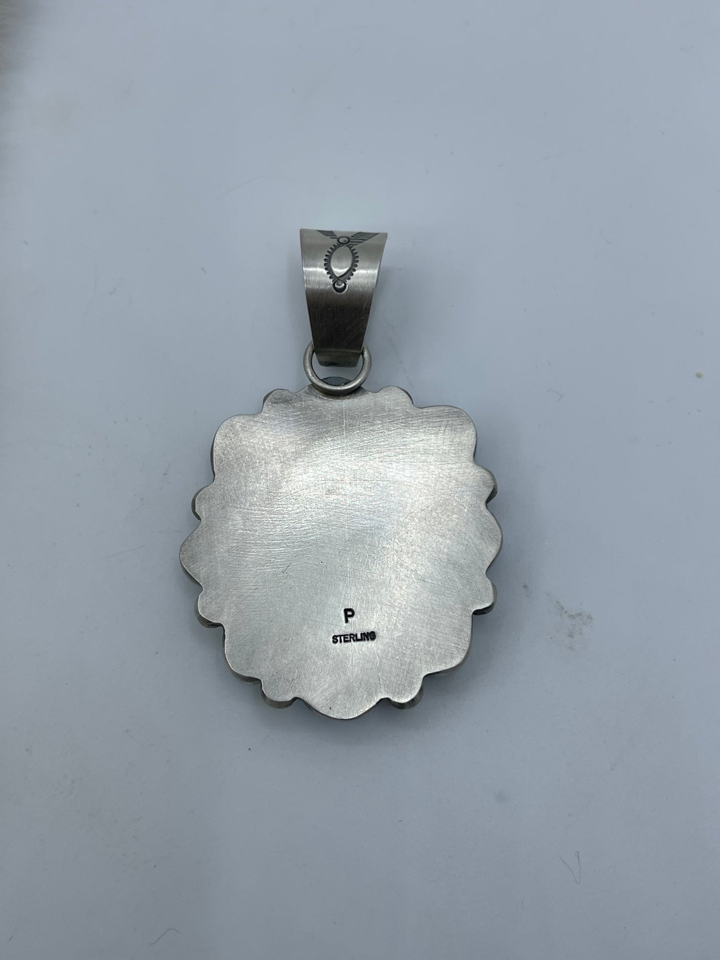 Golden Hills Turquoise Cluster Pendant Stamped P, Navajo