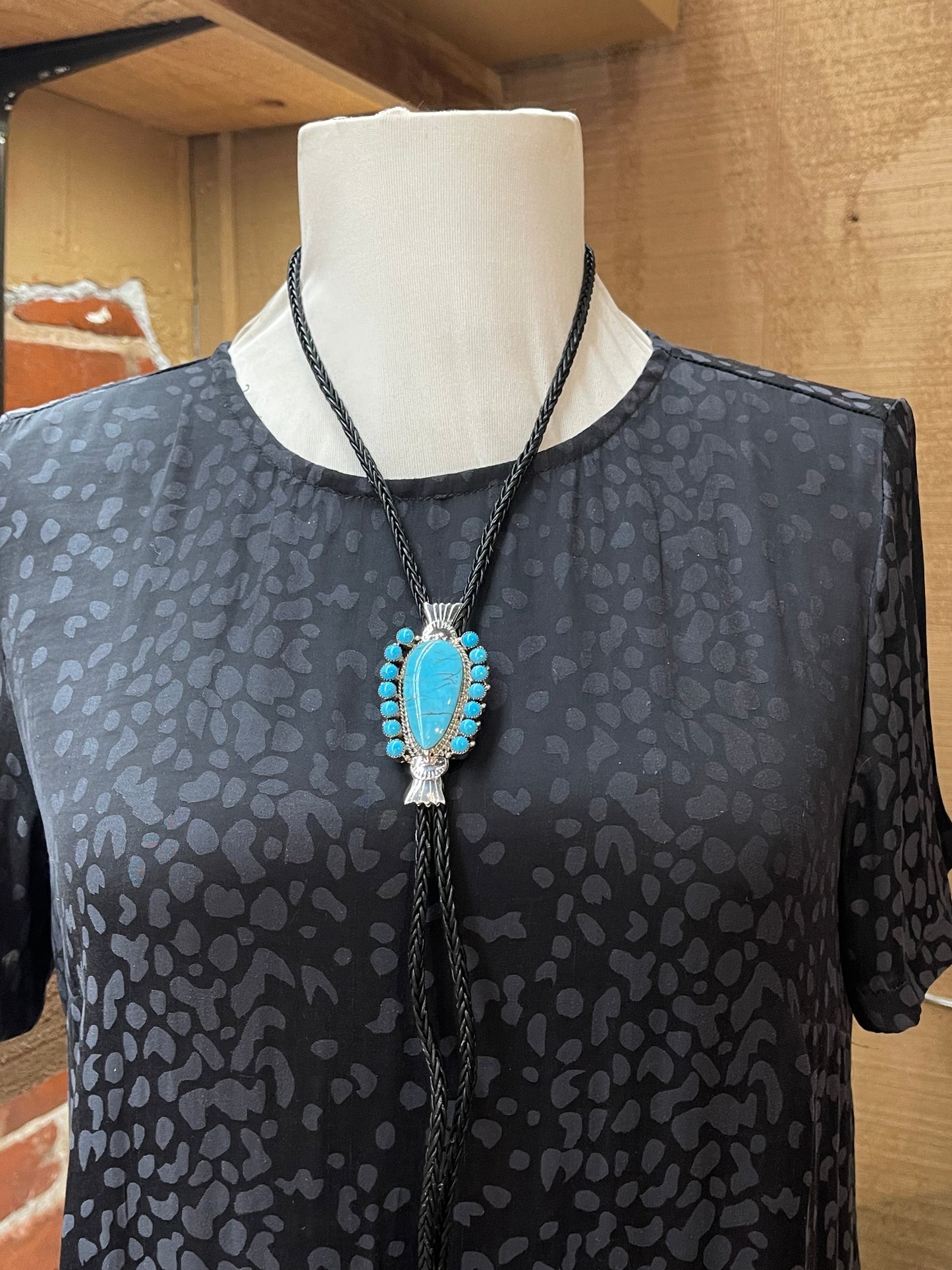 Turquoise Cluster Bolo Tie by Annette Martinez, Navajo