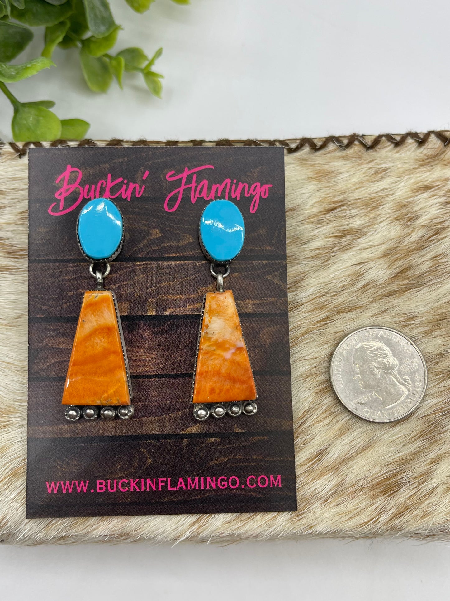 2 Stone Earrings by Selina Warner, Navajo