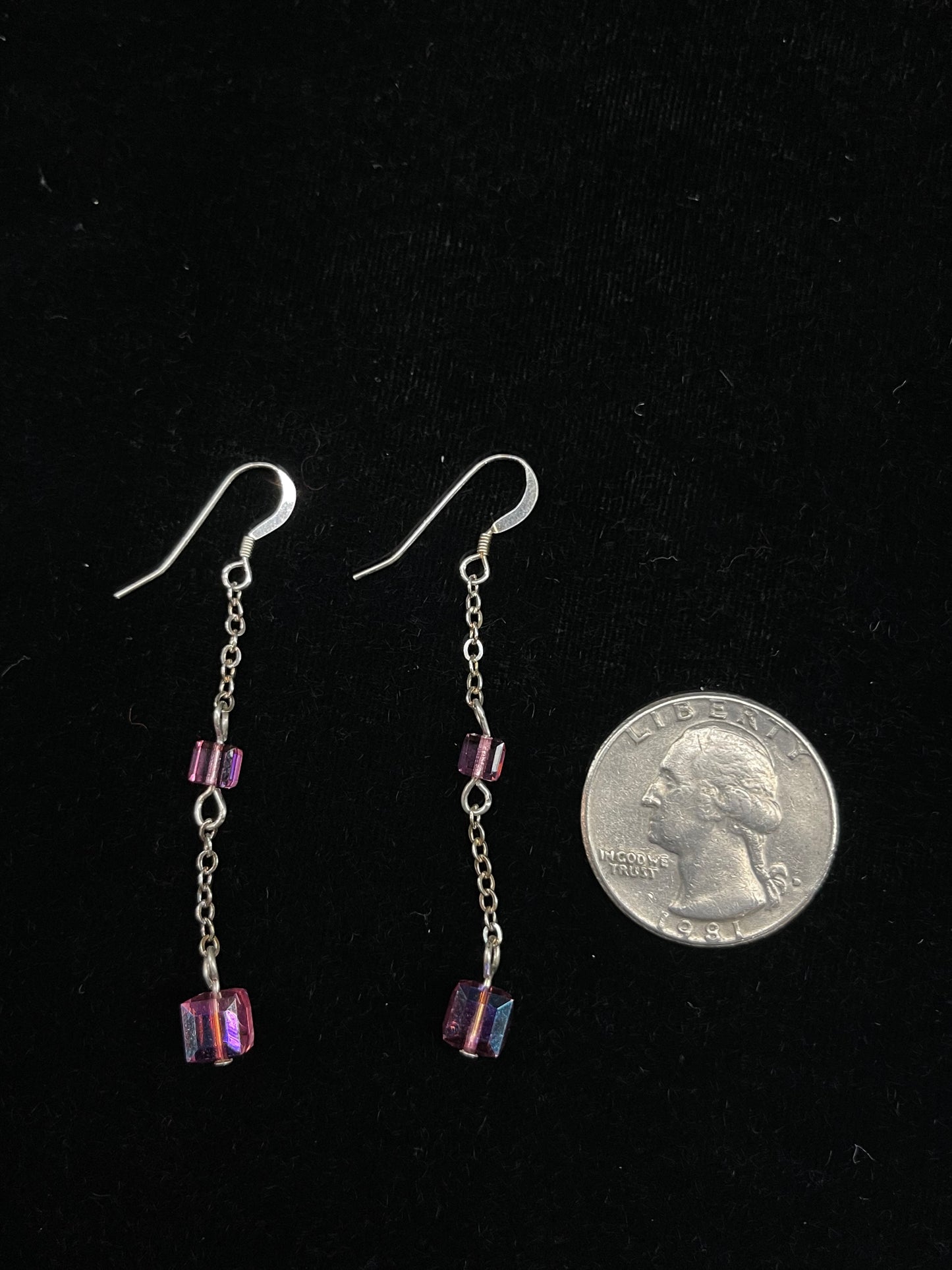 2 1/2" Pink Swarovski Crystal Dangle Earrings