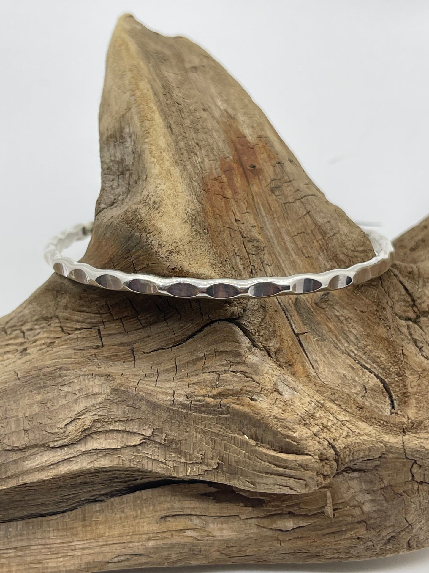 8" Wavy Silver Bangle by Elaine Tahe, Navajo